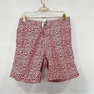 Trunks Surf & Swim shorts Trunks Size Large Red Asymmetrical Print Mesh Lined